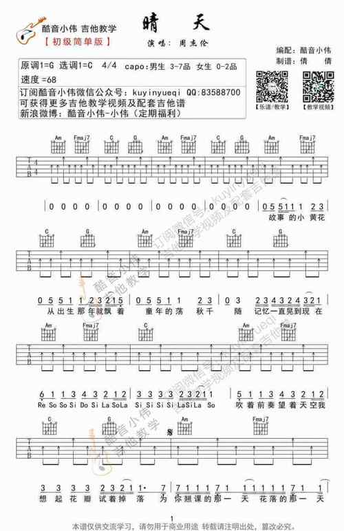 周傑倫彈唱簡單吉他教程（一分鐘教你學會彈唱周傑倫的花海）1