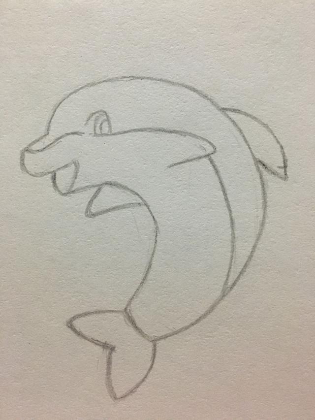 少兒畫海豚的簡筆畫步驟（簡筆畫小海豚的畫法）1