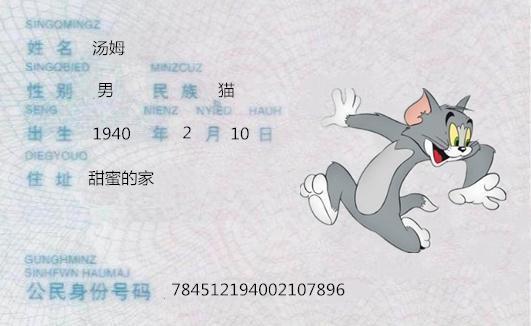 貓和老鼠的身份證（貓和老鼠角色辦身份證）3