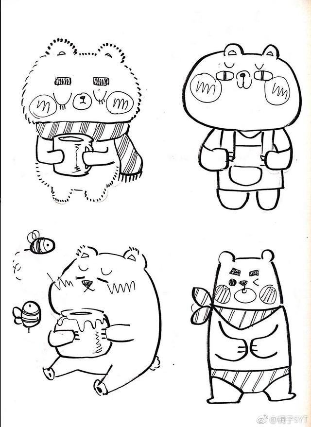 繪畫素材小動物插畫簡筆畫（一組可愛的小動物手帳簡筆畫素材）5