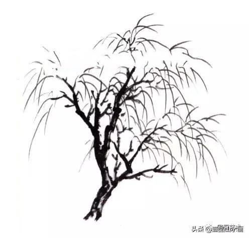 簡單的山水畫樹的畫法（山水畫入門春樹畫法）7