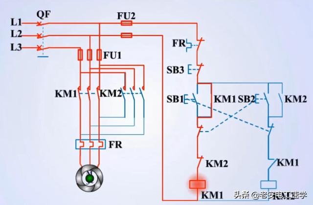 電動機正反轉自鎖互鎖電路圖（初學電工之原理圖）5