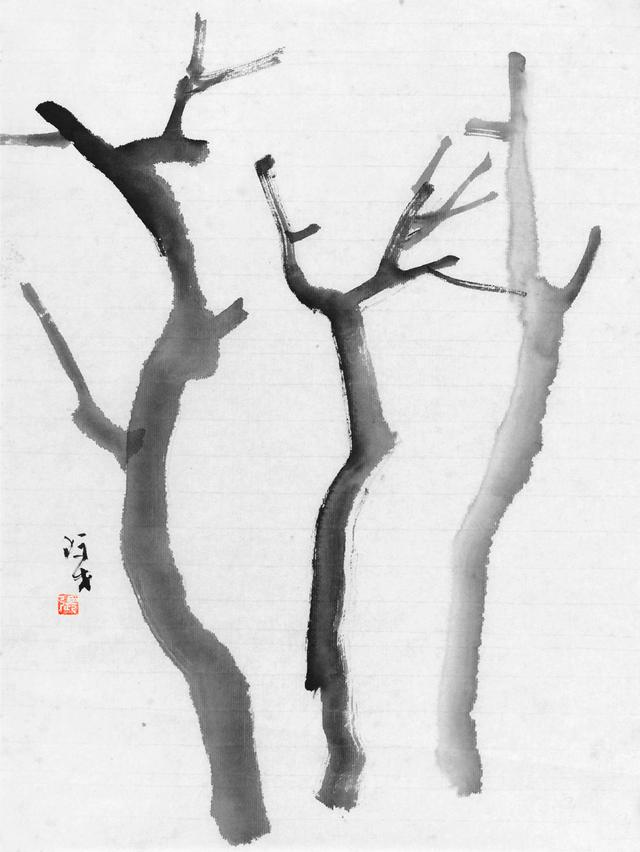 山水畫中的中景樹怎麼畫（如何運用立幹法和分枝法畫好山水畫中的樹）2