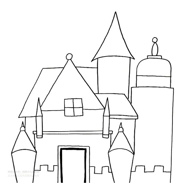 城堡兒童畫簡單又好看（色塊的襯托與畫面氛圍的渲染星空下的夢幻城堡）4