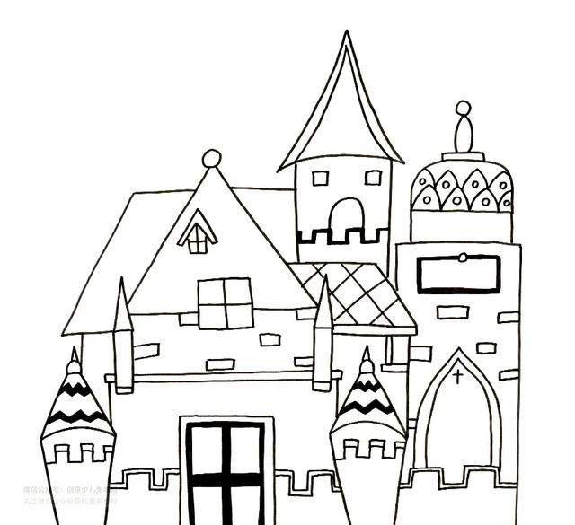 城堡兒童畫簡單又好看（色塊的襯托與畫面氛圍的渲染星空下的夢幻城堡）5