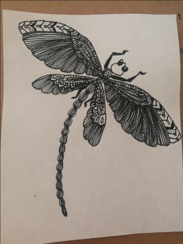 線條蜻蜓怎麼畫（超簡單的線描蜻蜓畫）9