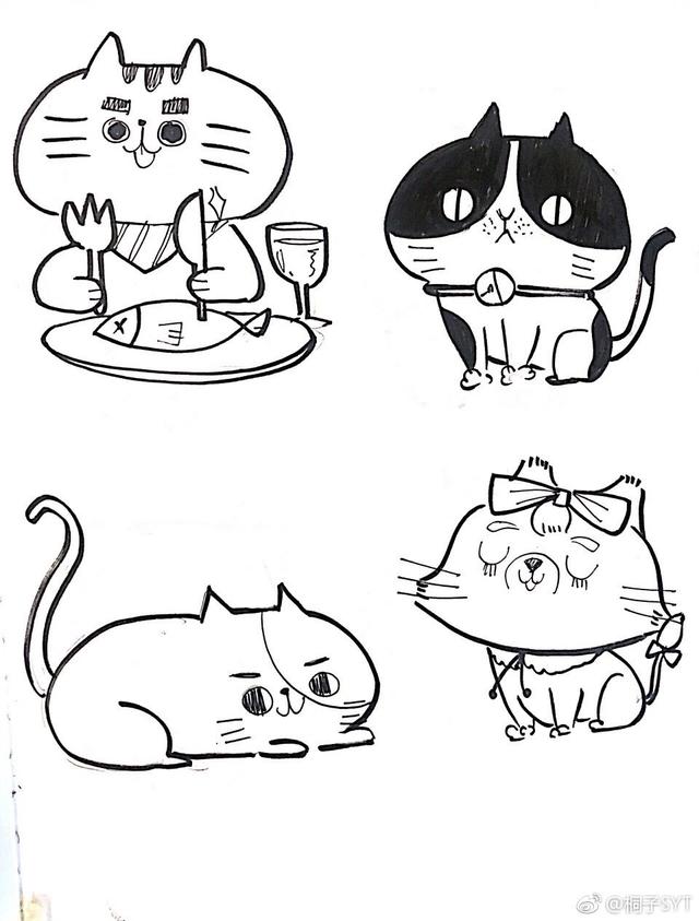 繪畫素材小動物插畫簡筆畫（一組可愛的小動物手帳簡筆畫素材）7