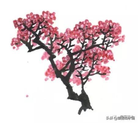 簡單的山水畫樹的畫法（山水畫入門春樹畫法）4