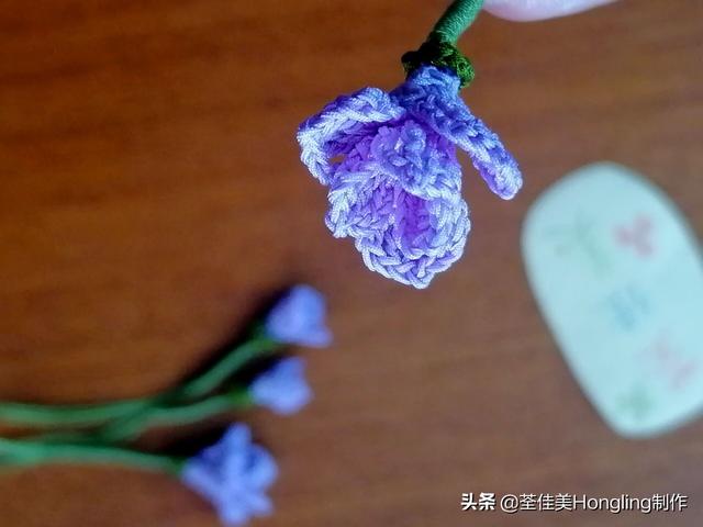 花瓶中花鈎織教程（鈎織幾朵漂亮的紫色小花花）(2)