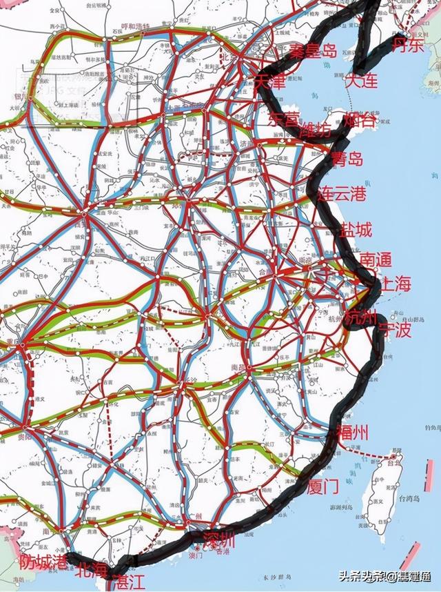 國家規劃的高鐵幹線（350時速的沿海高鐵即将連通）1