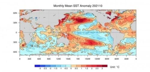 拉尼娜氣候模型（赤道中東太平洋已進入拉尼娜狀态）1
