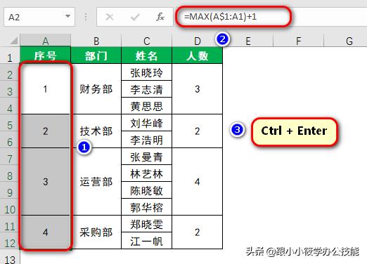 excel表格怎樣給合并的單元格編号（Excel合并單元格計數編号求和篩選）5
